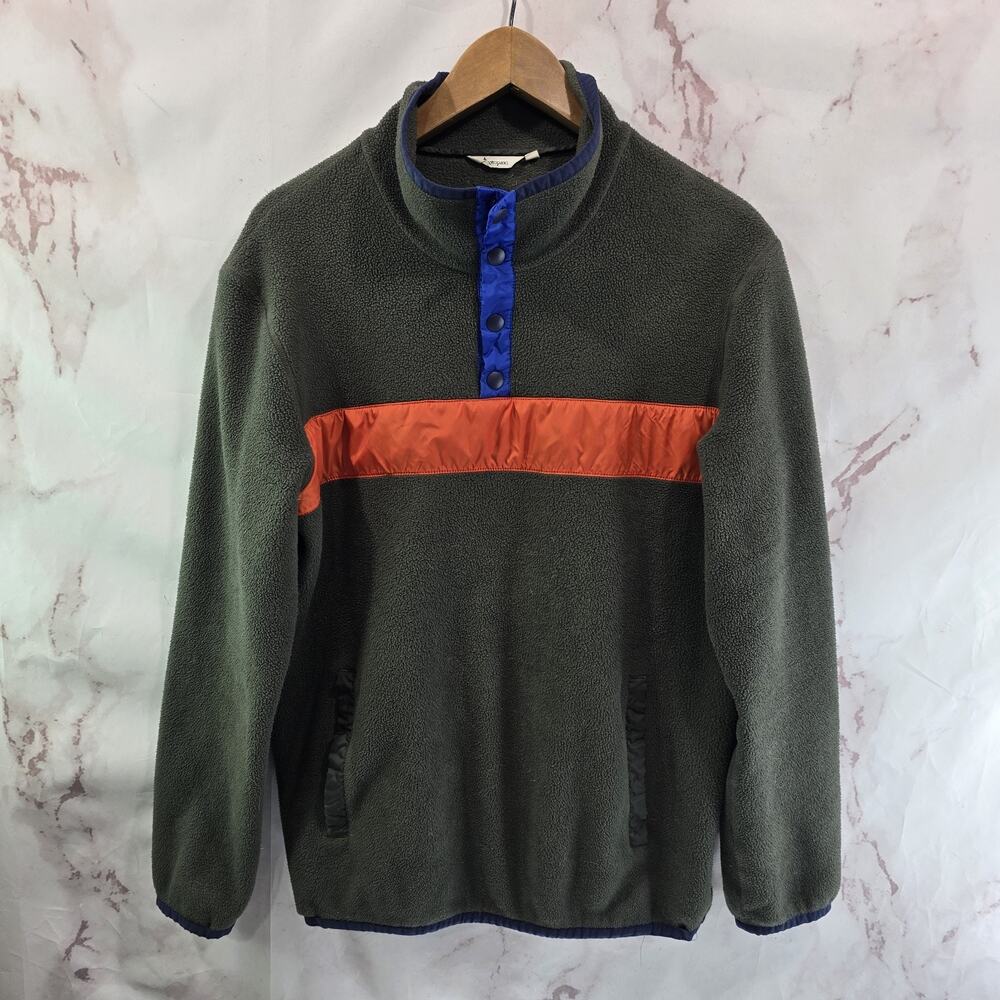 Cotopaxi Pullover Mens Large Green Orange Fleece Quarter Snap Teca